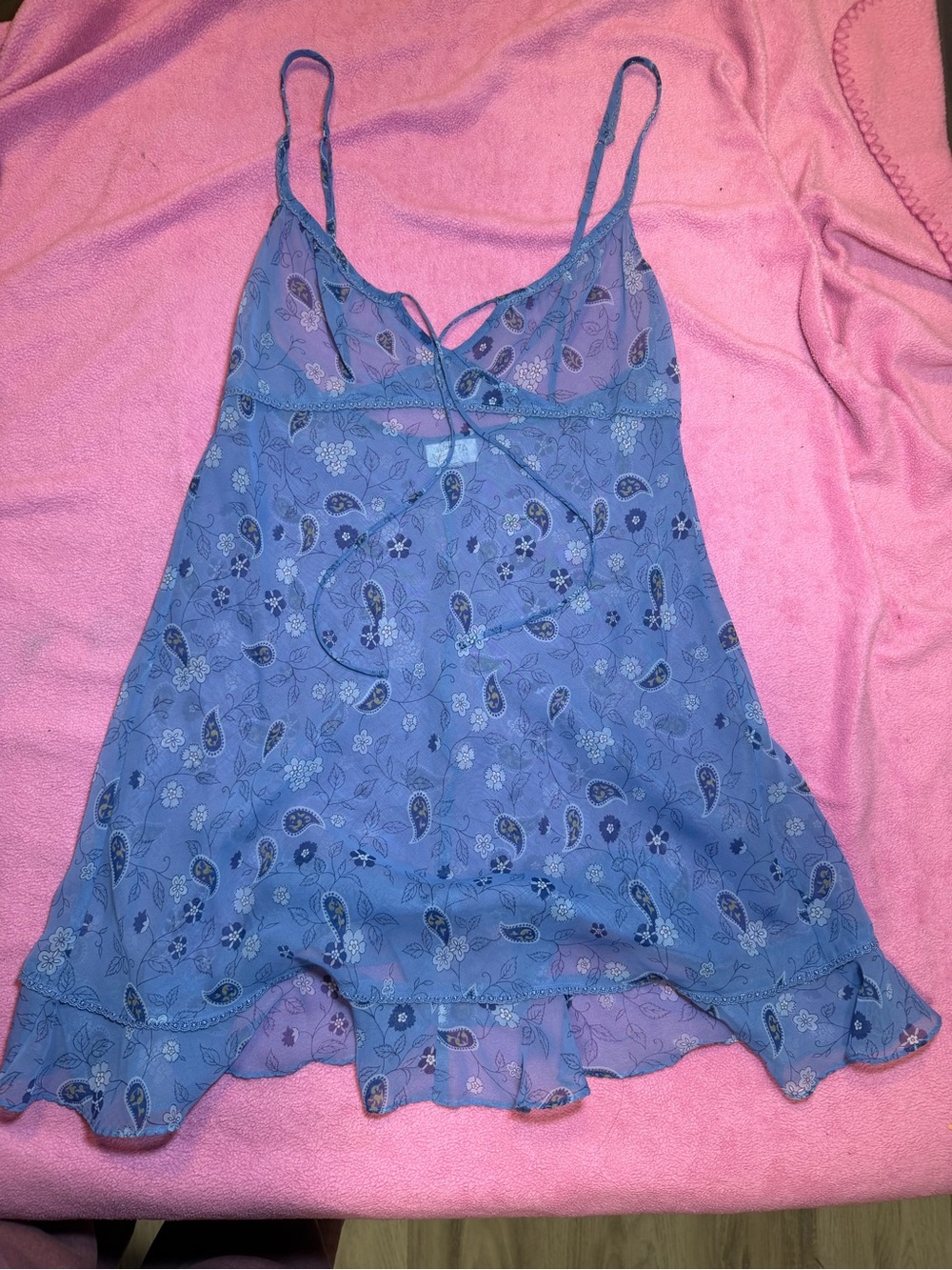 La SENZA Blue Paisley Lace-Trim Chemise